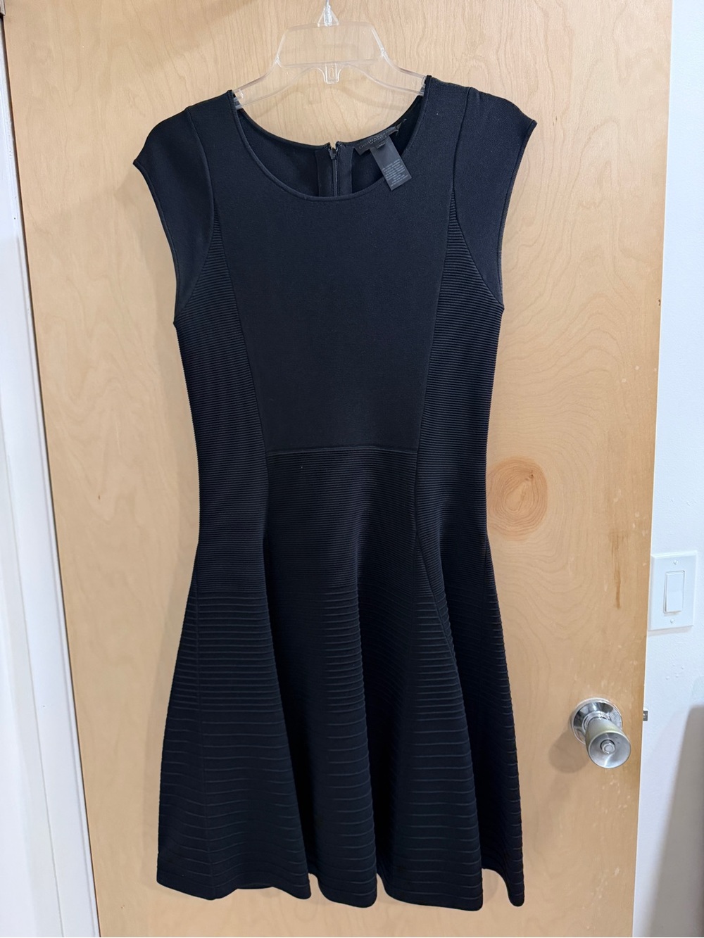 Donna Karan Black Textured Fit-and-Flare Mini Dress